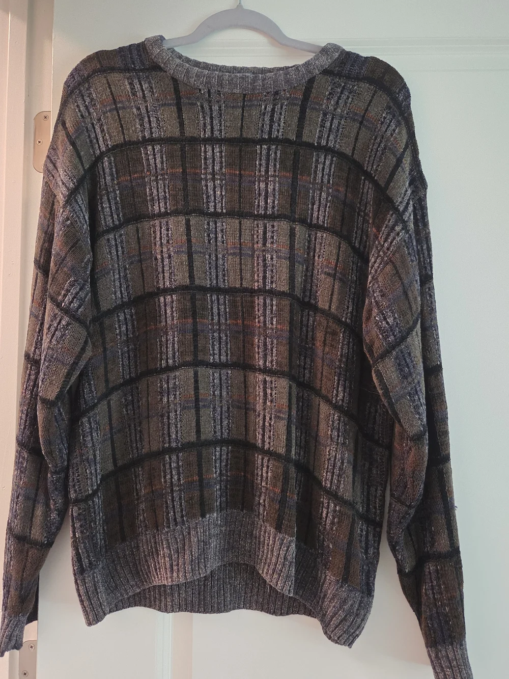 Dockers Vintage Plaid Knit Sweater Brown Gray Men's Medium